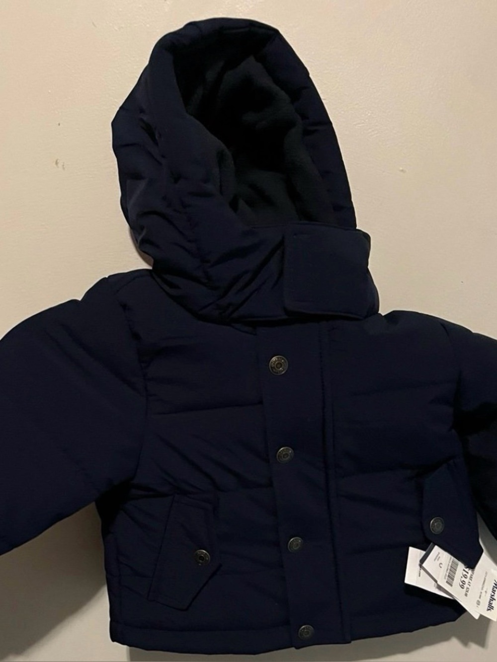 Navy Quilted Puffer Jacket with Hood